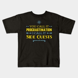 Procrastination Side Quests Humor Lazy Kids T-Shirt